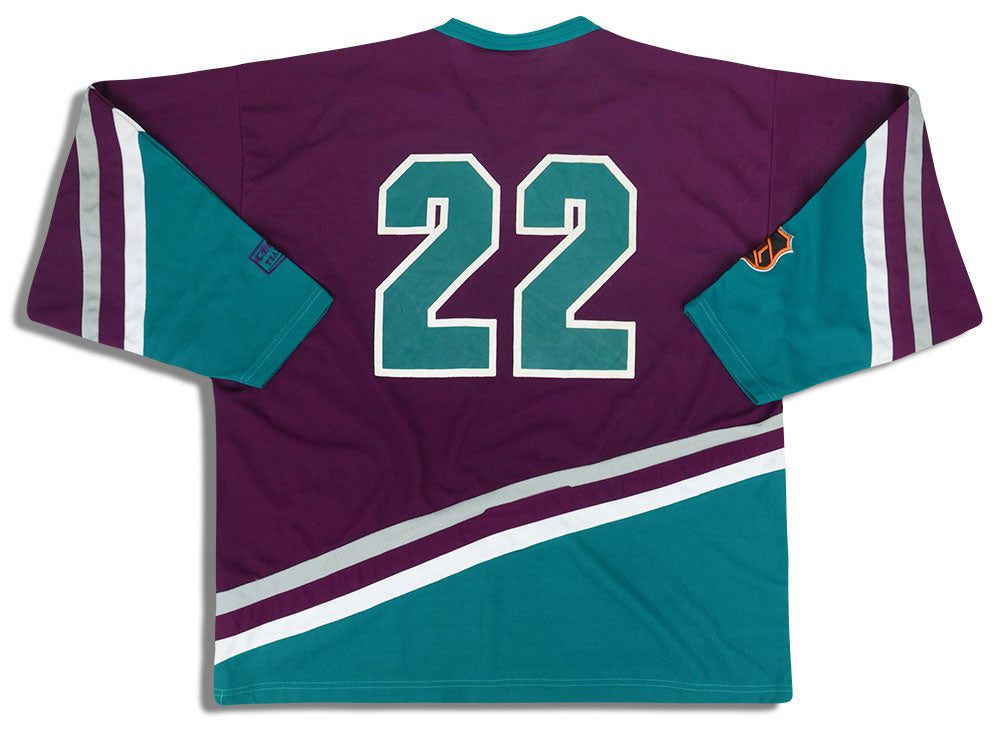 1990's ANAHEIM DUCKS #22 CAMPRI TEAMLINE JERSEY (AWAY) L 2 jlh 0871 1