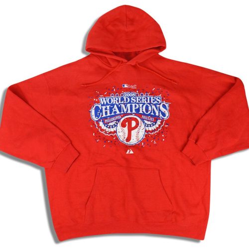 2008 PHILADELPHIA PHILLIES WORLD SERIES CHAMPIONS MAJESTIC HOODED SWEAT TOP XL