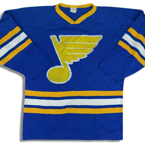 1980's ST. LOUIS BLUES #9 ATHLETIC KNIT JERSEY (AWAY) XXL