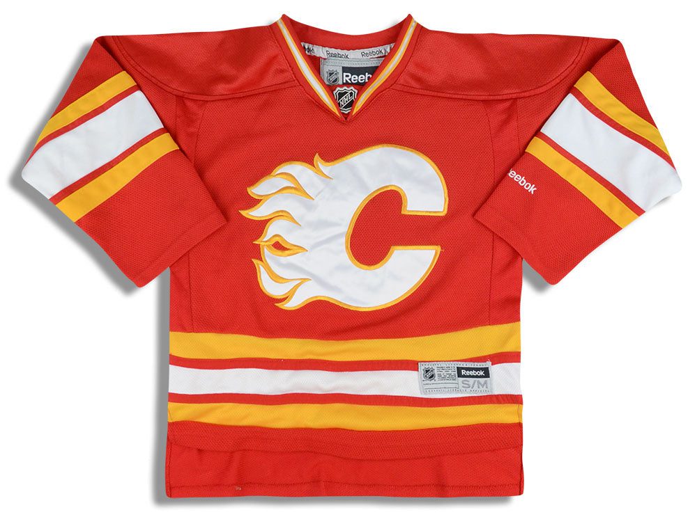 2009-13 CALGARY FLAMES REEBOK JERSEY (ALTERNATE) Y 1 jlh 2005