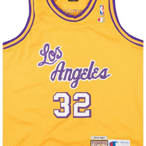 1979-80 LA LAKERS JOHNSON #32 CHAMPION HARDWOOD CLASSICS SWINGMAN JERSEY (HOME) S