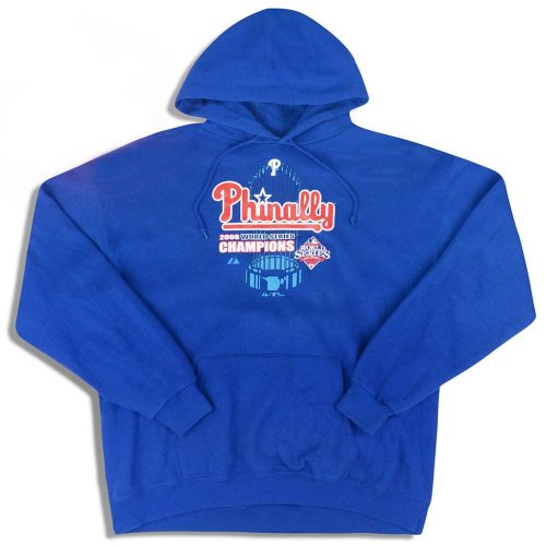 2008 PHILADELPHIA PHILLIES WORLD SERIES CHAMPIONS MAJESTIC HOODED SWEAT TOP XL