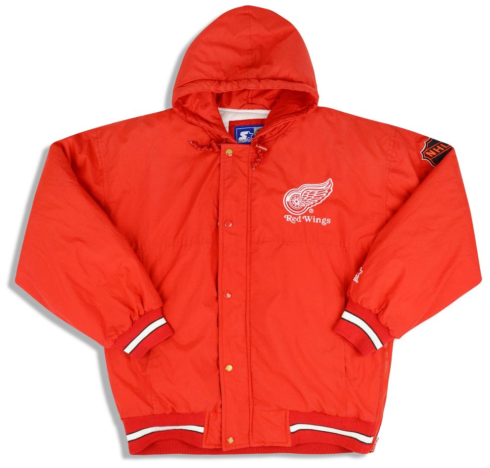 1990's DETROIT RED WINGS STARTER COAT S 1 red wings 90 coat red front