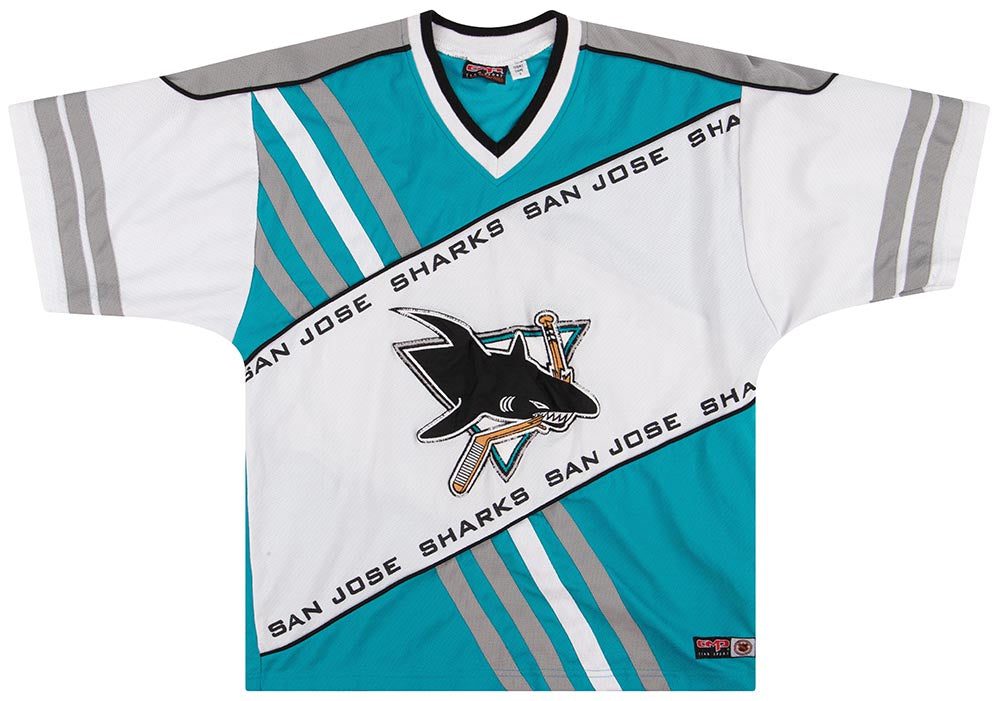 1990's SAN JOSE SHARKS #19 CMP S/S JERSEY S 1 sjst9006 front