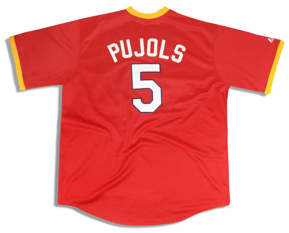 2000's ST. LOUIS CARDINALS PUJOLS #5 MAJESTIC BATTING PRACTICE JERSEY XXL 2 slctr0001 back