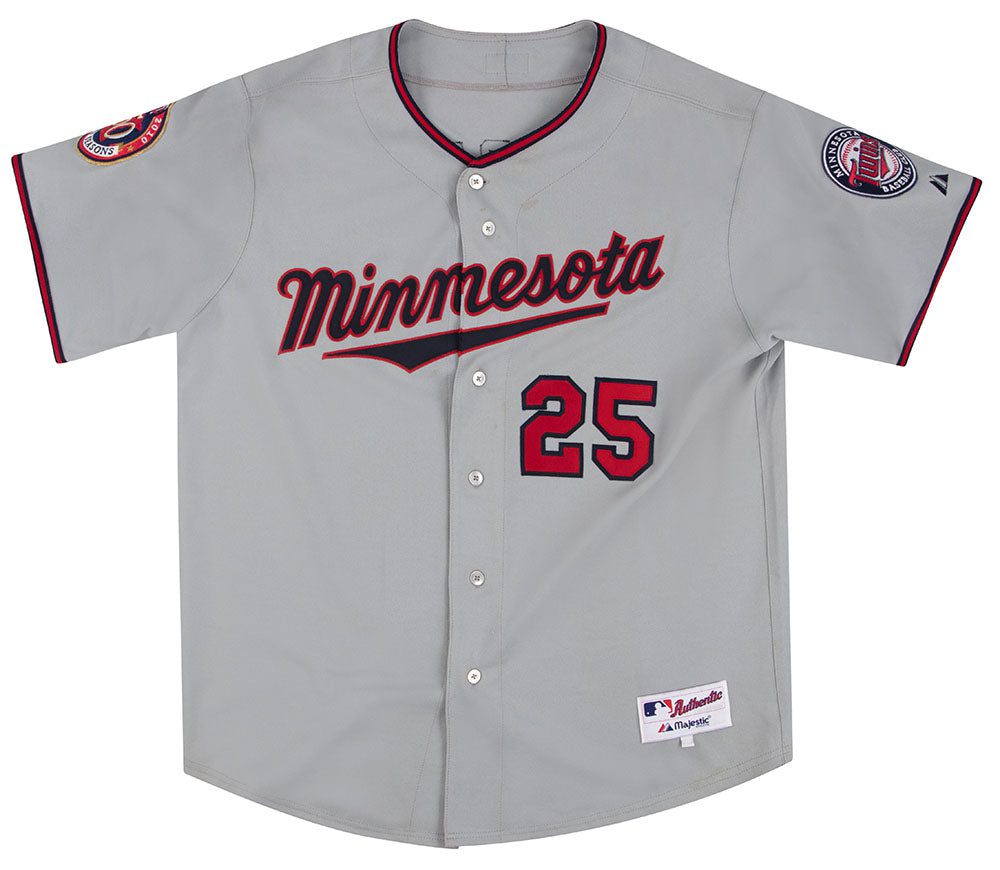 2010 MINNESOTA TWINS THOME #25 AUTHENTIC MAJESTIC JERSEY (AWAY) XXL 1 twia1001 front